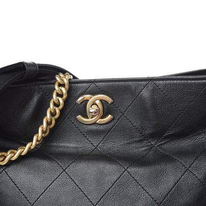 Chanel Calfskin Stitched Large Button Up Hobo Black 10 of 10