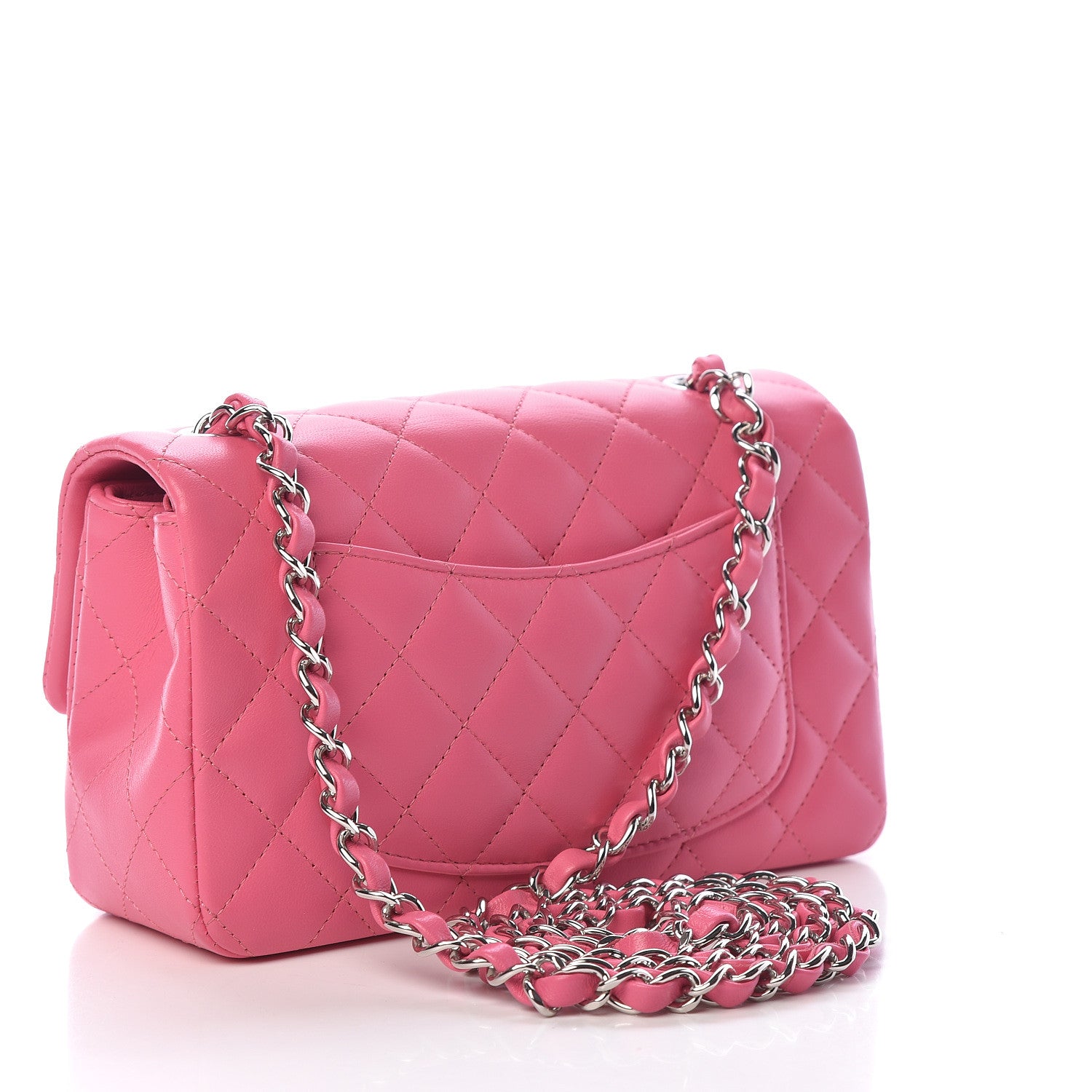 Chanel Lambskin Quilted Mini Rectangular Flap Dark Pink 3 of 12