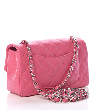 Chanel Lambskin Quilted Mini Rectangular Flap Dark Pink 3 of 12