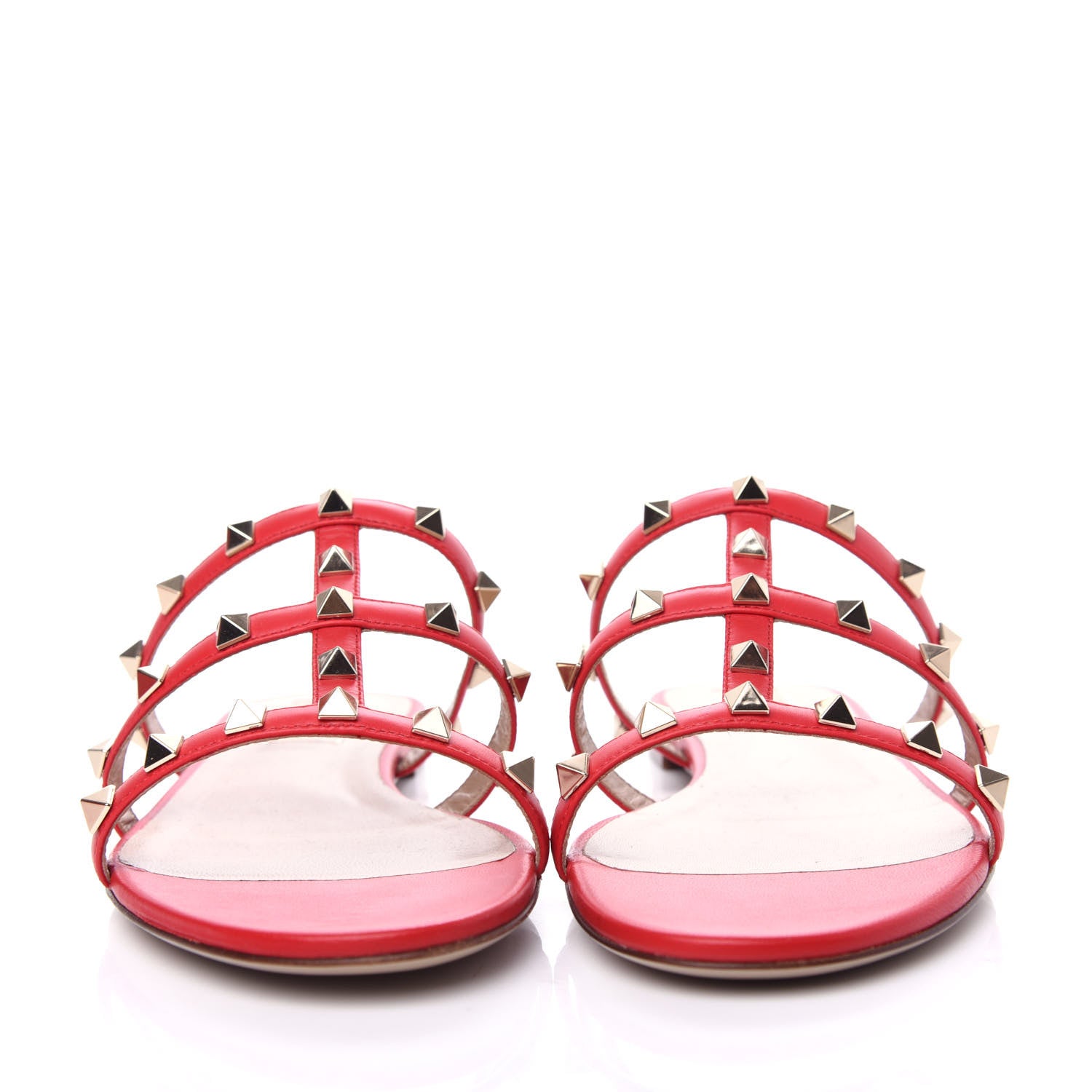 Valentino Garavani Nappa Rockstud Caged Flat Slide Sandals 39 Rouge Pur 2 of 11
