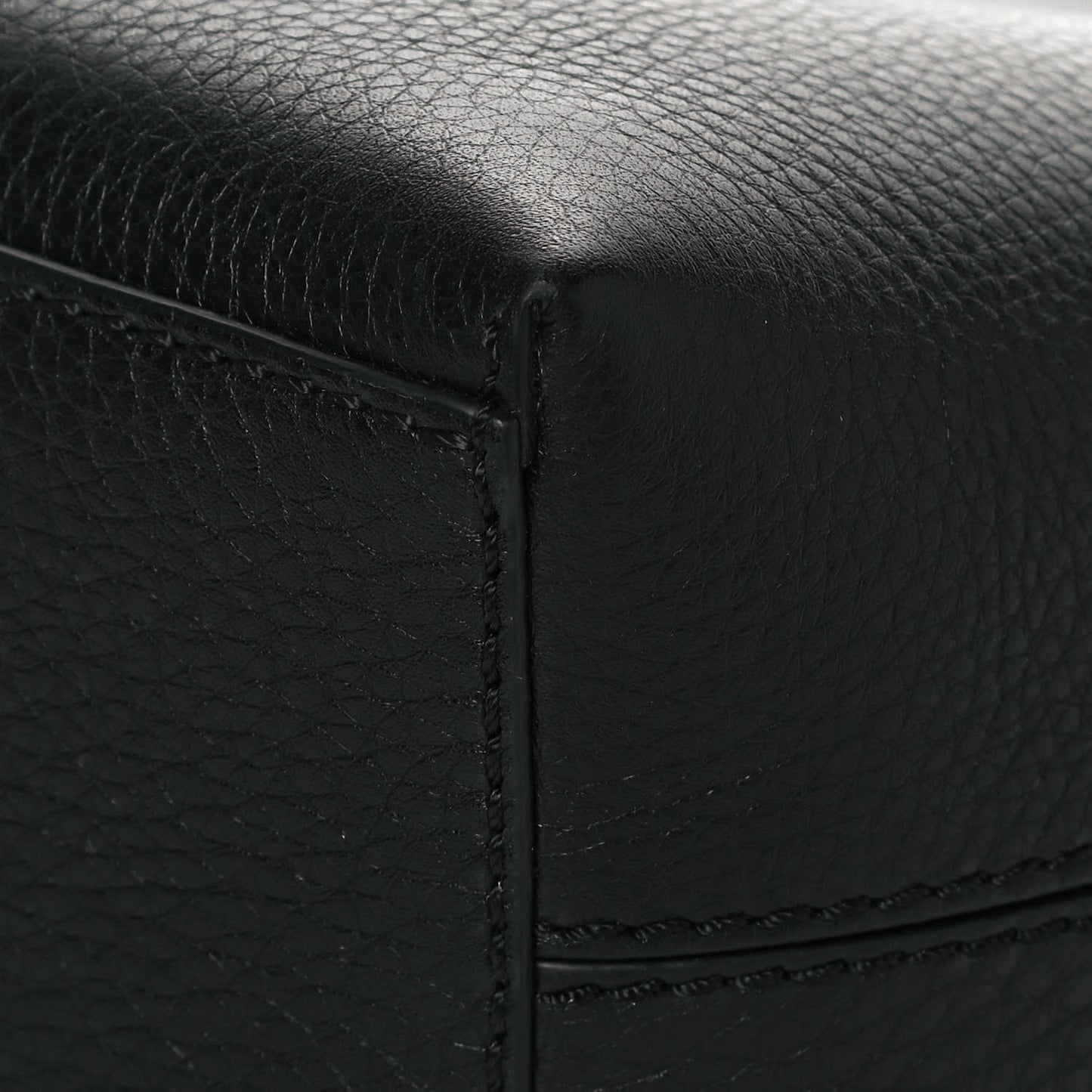 Grained Calfskin Small Rockstud Shoulder Tote Black