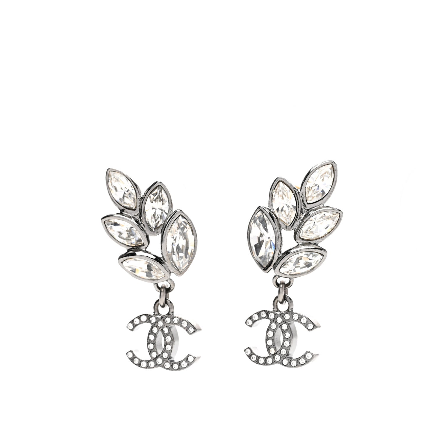 Ruthenium Crystal CC Dangle Earrings Silver