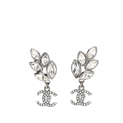 Chanel Ruthenium Crystal CC Dangle Earrings Silver 1 of 4