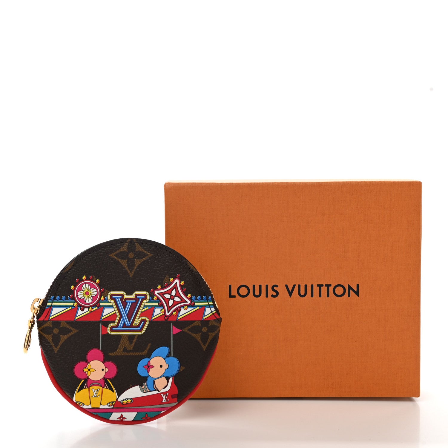 Louis Vuitton Monogram 2020 Christmas Animation Bumper Cars Round Coin Purse Coquelicot 6 of 6