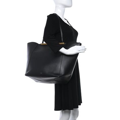 Celine Calfskin Large Clasp Cabas Black 2 of 16