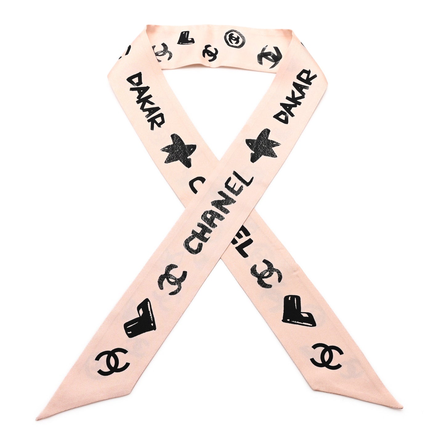 Silk Logo Slim Bandeau Scarf Pink Black