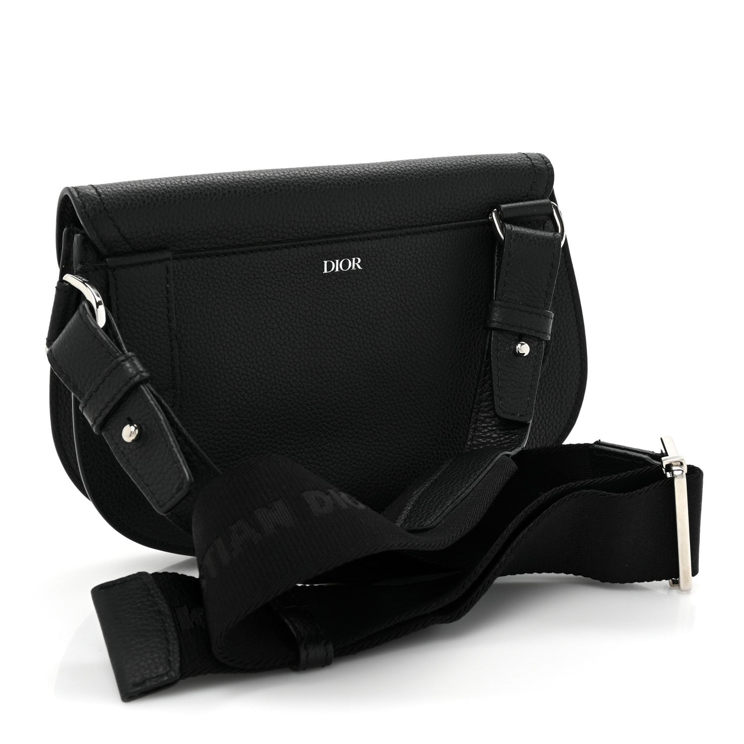 Christian Dior Grained Calfskin Saddle Messenger Bag Black 3 of 10
