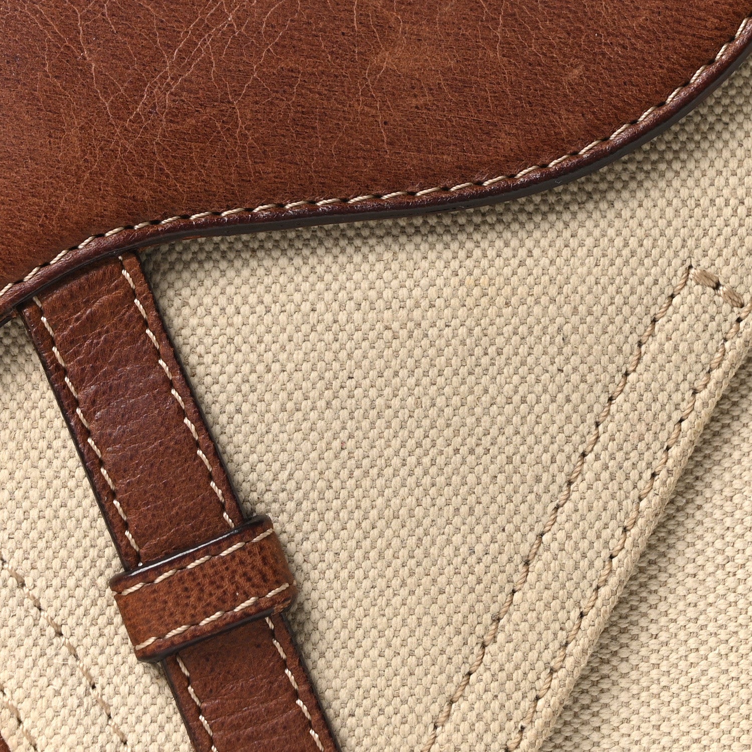 Christian Dior Calfskin Canvas Saddle Bag Beige 8 of 10