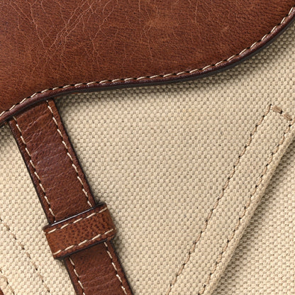 Christian Dior Calfskin Canvas Saddle Bag Beige 8 of 10