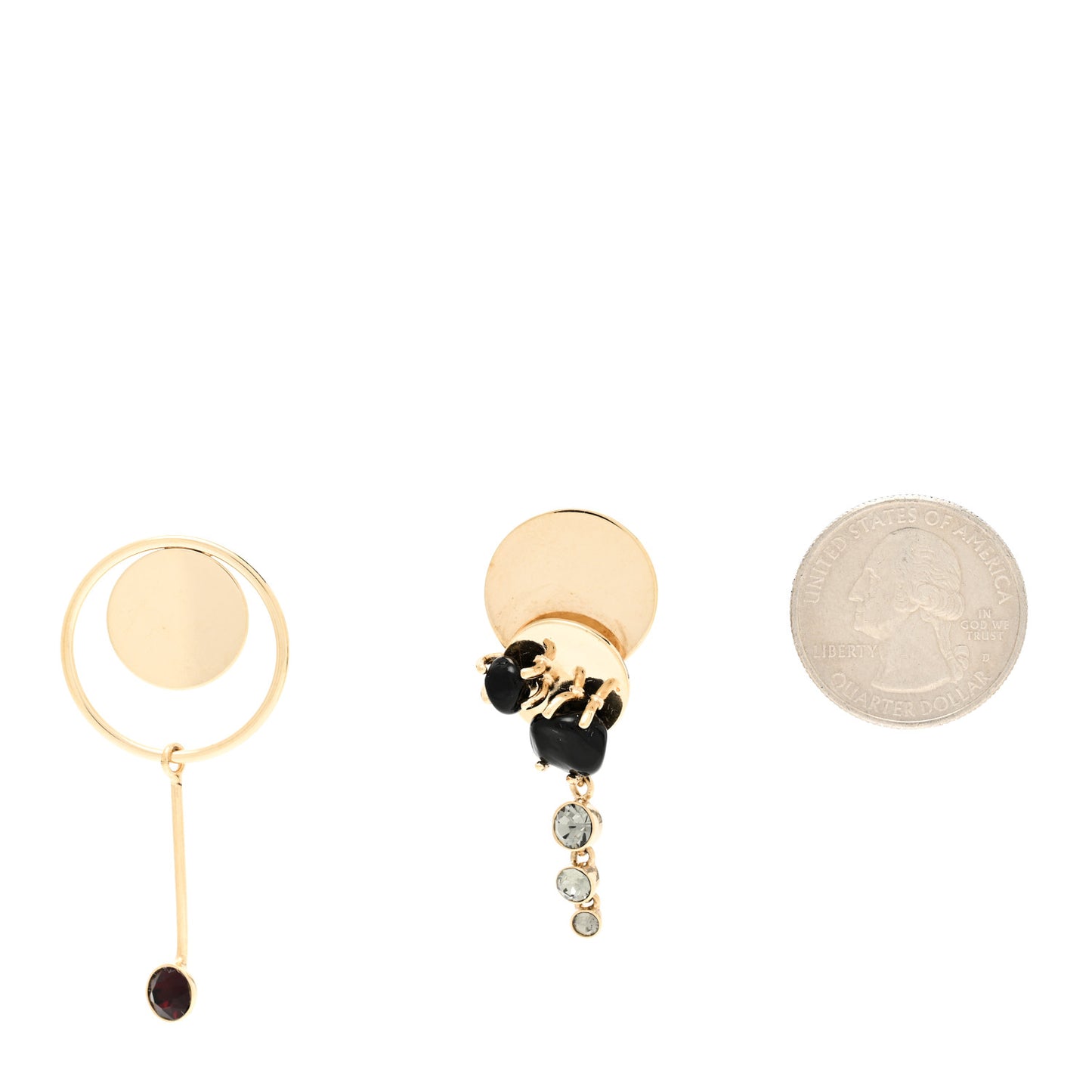 Crystal Circle Drop Earrings Gold