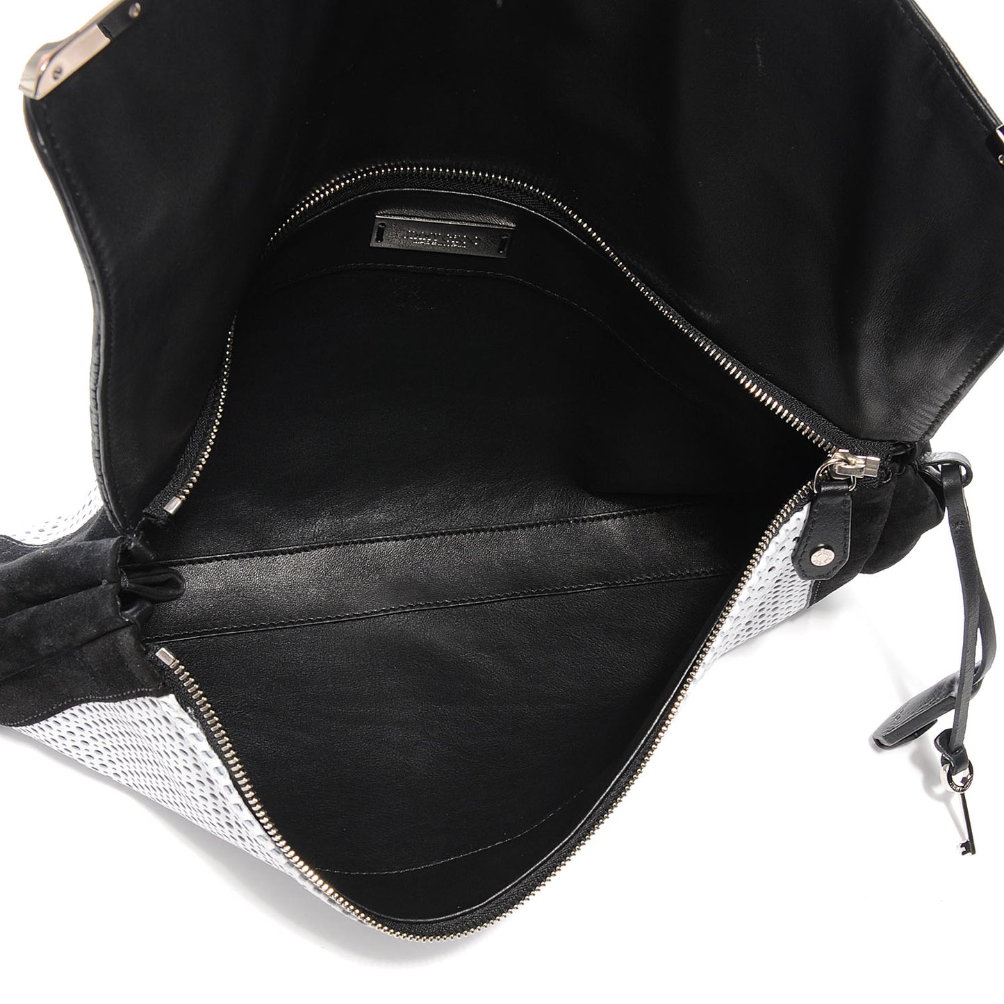 Perforated Leather Ally Mixed Media Patchwork Clutch