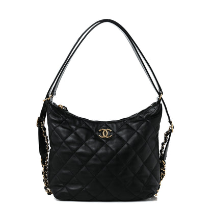 Chanel Lambskin Quilted Maxi Hobo Black 1 of 9