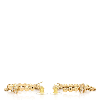 Chanel Metal Crystal Bead Chain CC Hoop Earrings Gold 5 of 5
