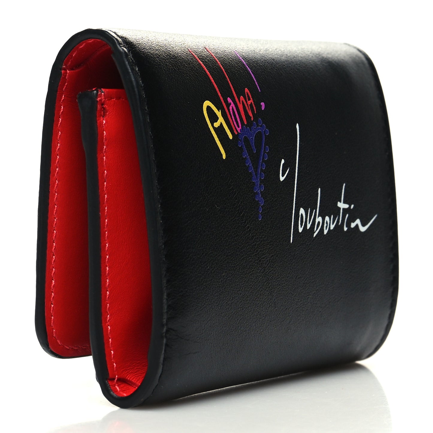 Calfskin Script Mini Loubigaga Wallet Black