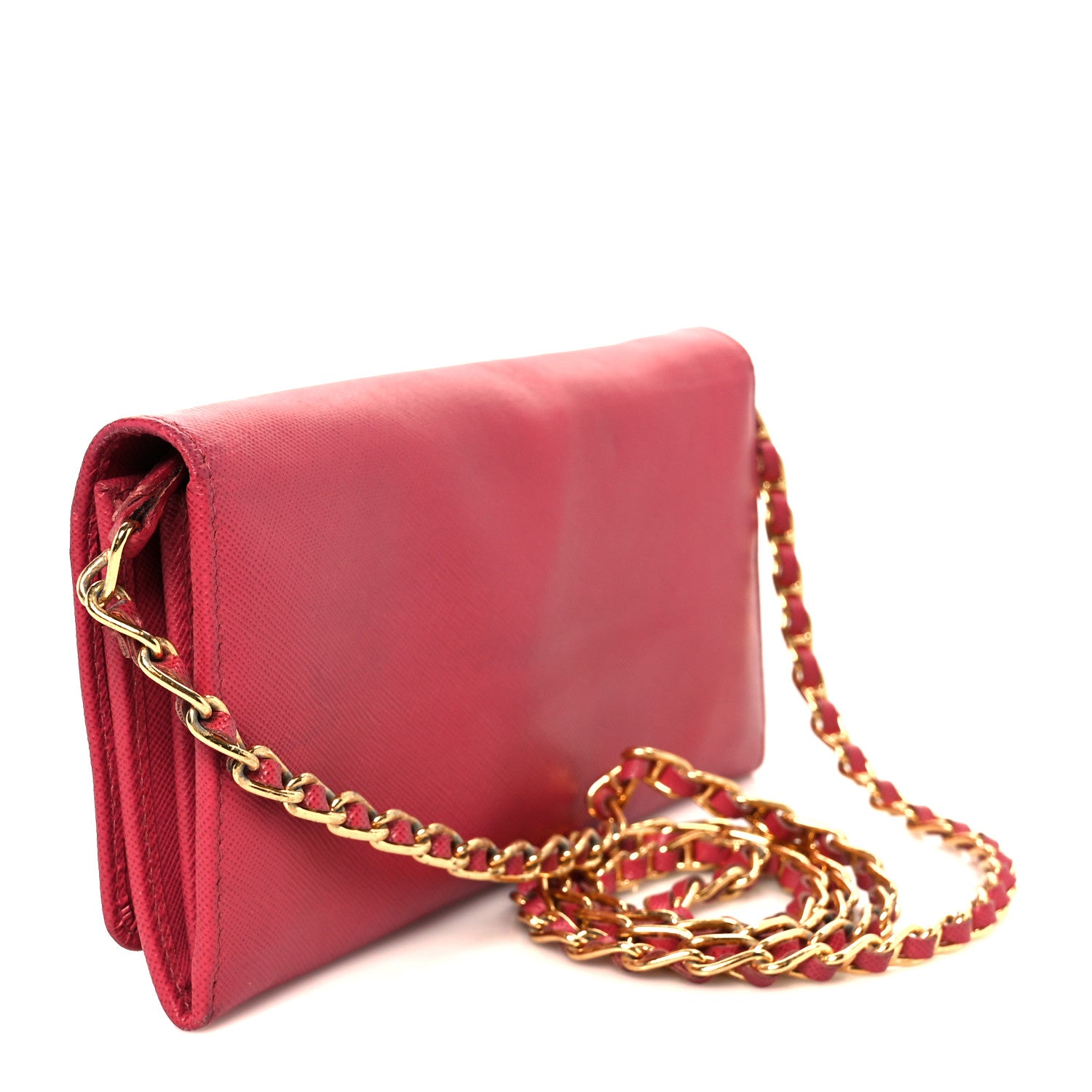 Prada Saffiano Metal Oro Chain Wallet Peonia 1789187 – FASHIONPHILE