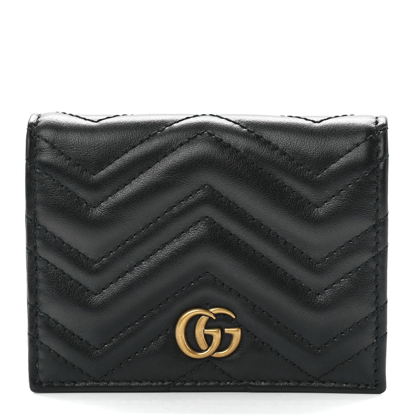 Calfskin Matelasse GG Marmont Card Case Wallet Black