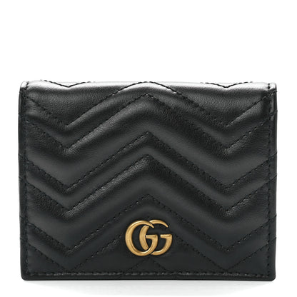 Gucci Calfskin Matelasse GG Marmont Card Case Wallet Black 1 of 12
