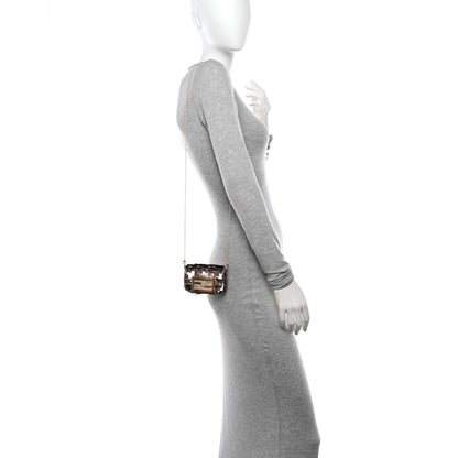 Fendi Sequin Paillettes Shiny Nappa Sex and the City Nano Maxi Buckle Baguette Charm Tortora 2 of 13