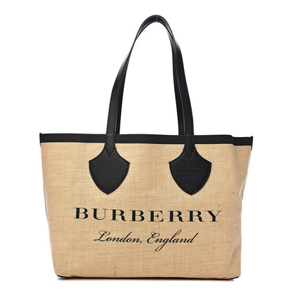 Burberry Raffia Logo Print Medium The Giant Reversible Tote Black 1 of 12
