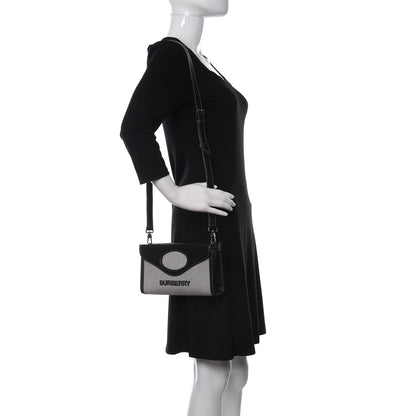 Burberry Canvas Calfskin Foldover Pocket Bag Black 2 of 14