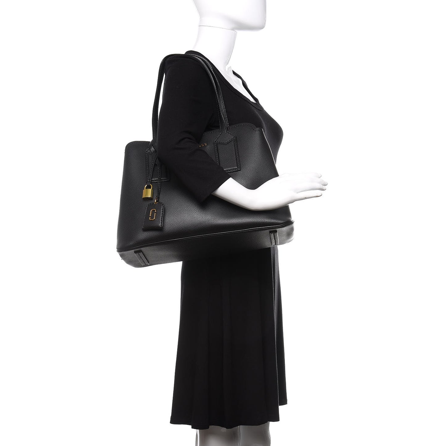 Pebbled Calfskin Editor Shopping Tote Black