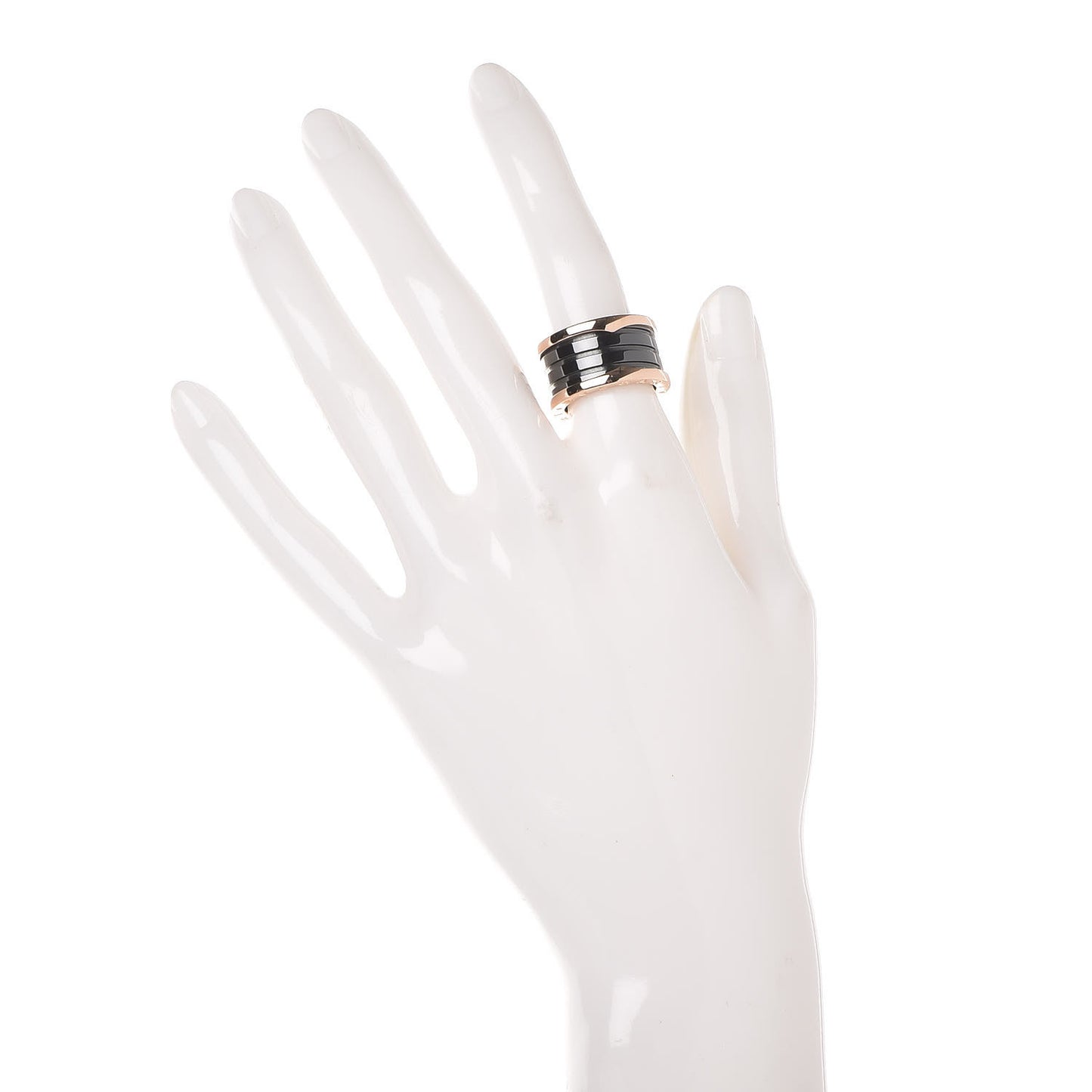 18K Rose Gold Black Ceramic B.Zero1 Four-Band Ring 51 5.75