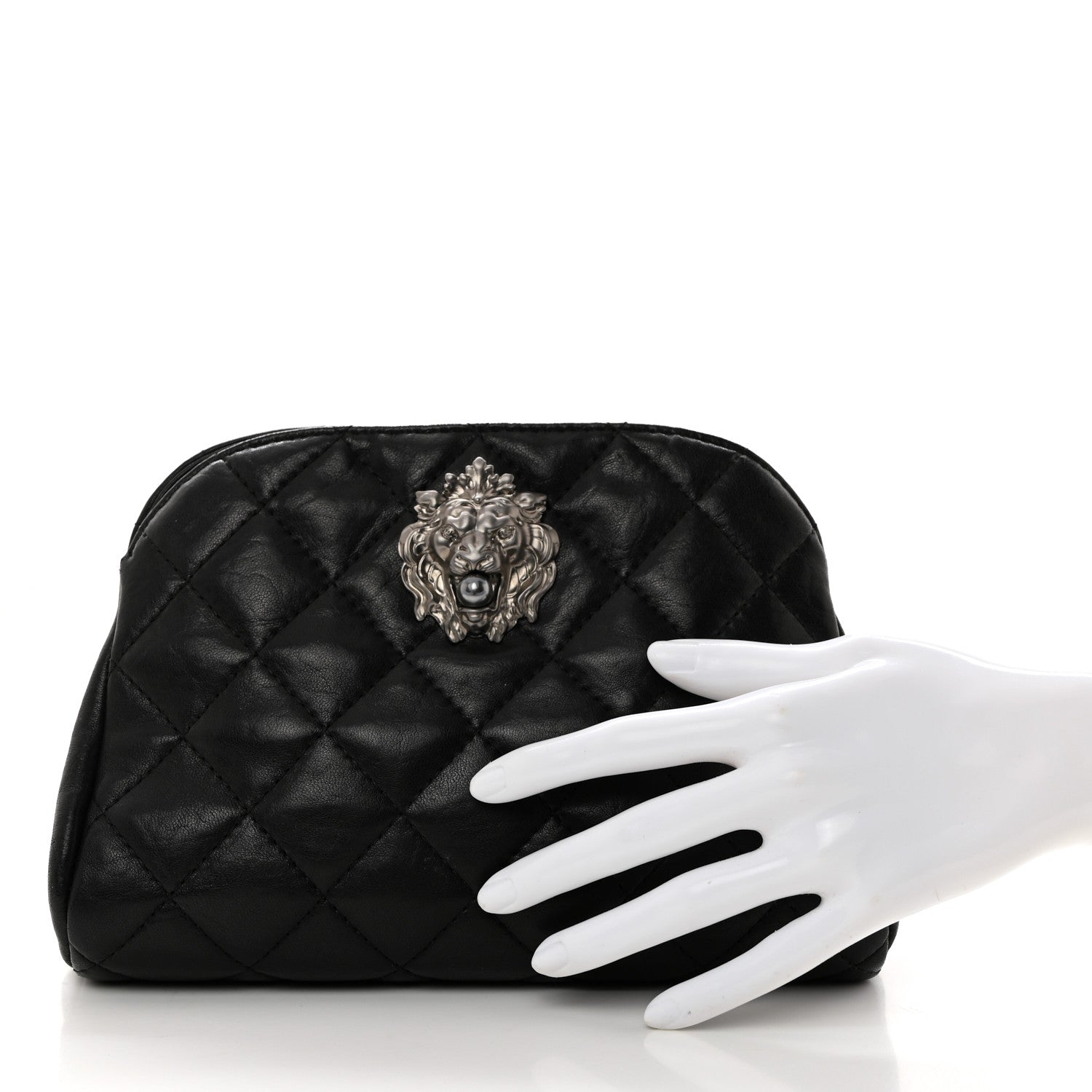 Chanel Lambskin Quilted Leo Lion Clutch Black 2 of 9
