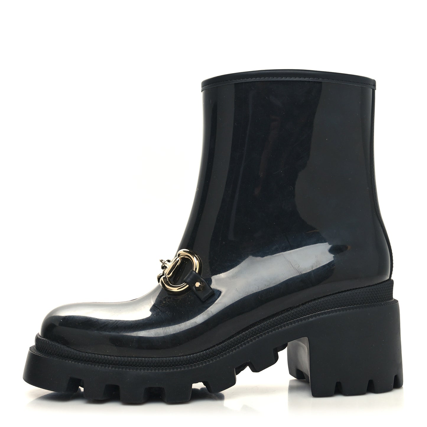 Rubber Womens Horsebit Ankle Boots 38 Black