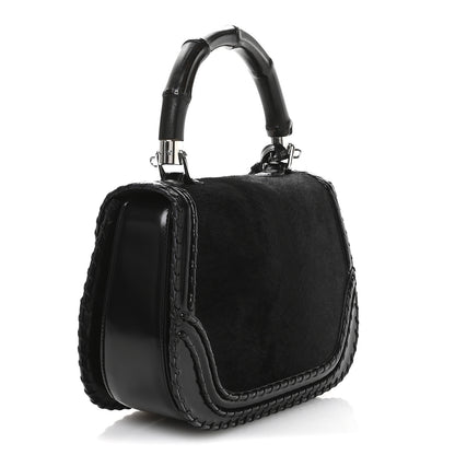 Gucci Pony Hair New Bamboo Medium Top Handle Bag Black 3 of 11