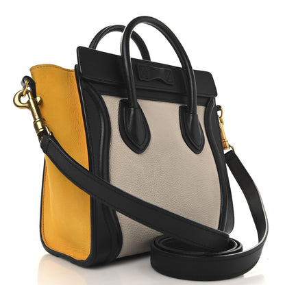 Celine Elephant Calfskin Nano Tri-Color Luggage Yellow 3 of 10