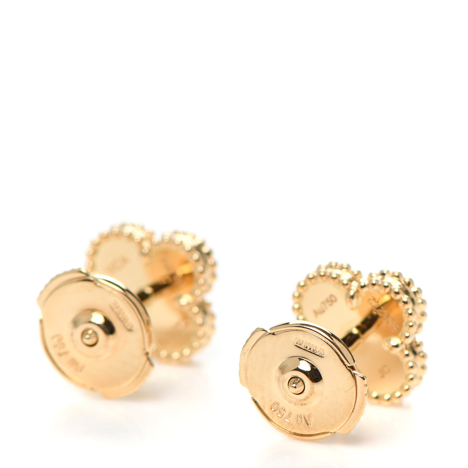 Van Cleef & Arpels 18K Yellow Gold Mother of Pearl Sweet Alhambra Earrings 3 of 6