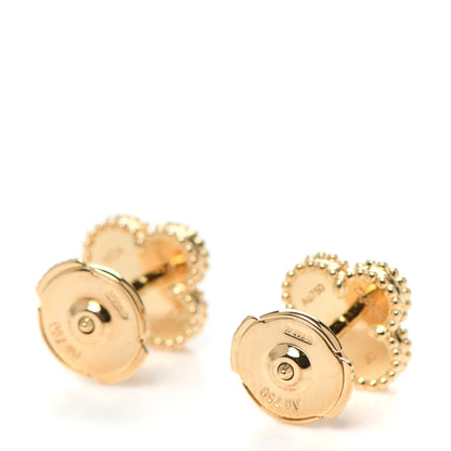Van Cleef & Arpels 18K Yellow Gold Mother of Pearl Sweet Alhambra Earrings 3 of 6