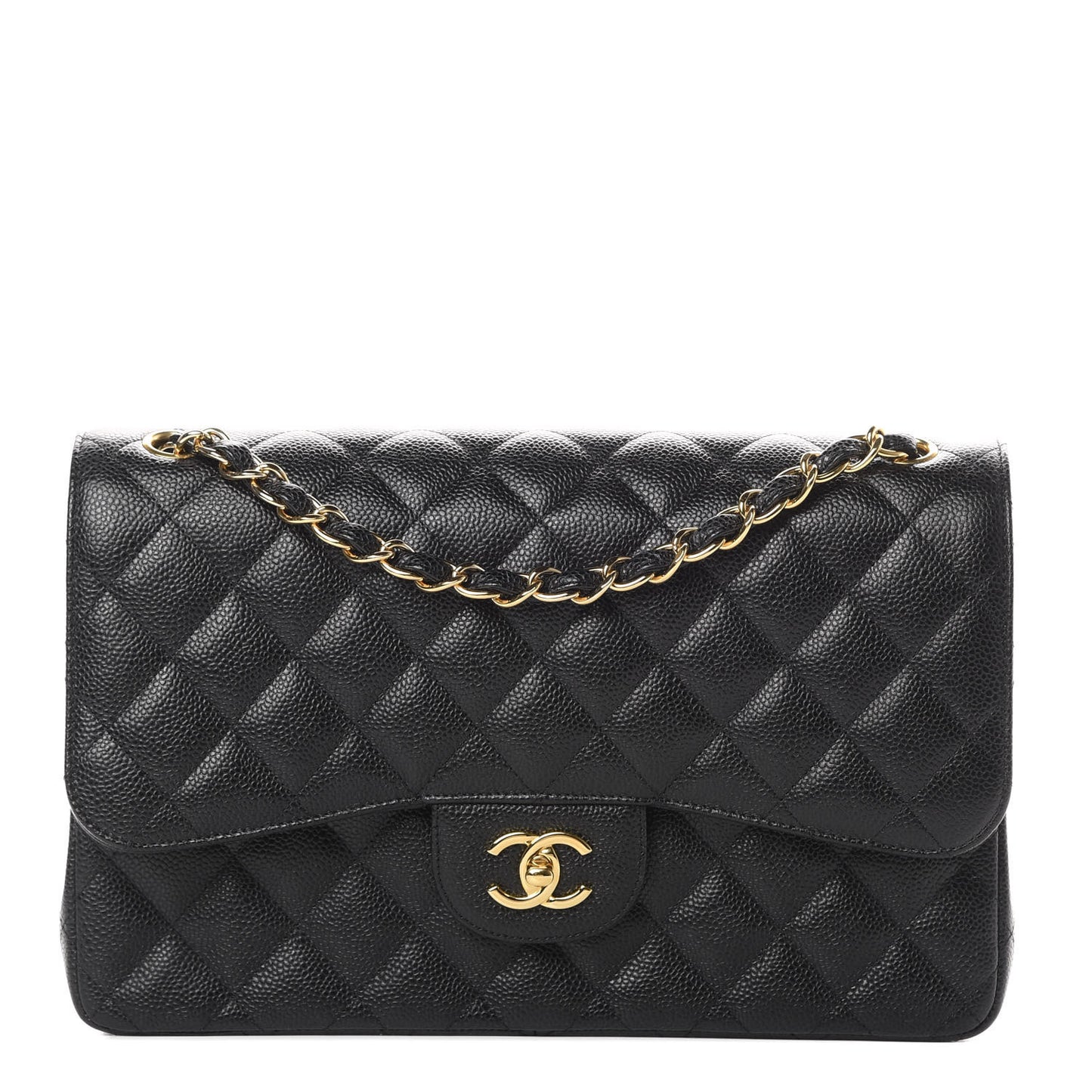 Caviar Quilted Jumbo Double Flap Black