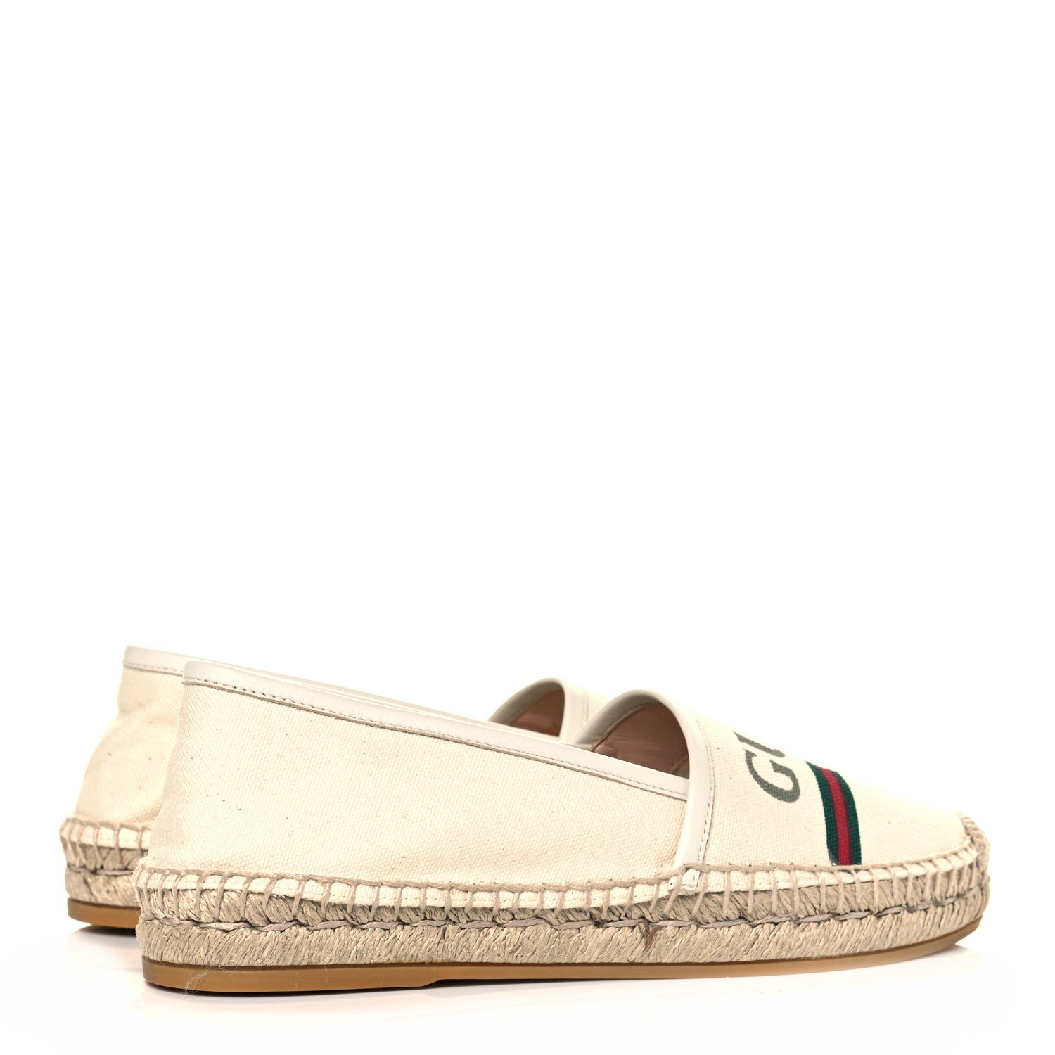 Gucci Canvas Logo Espadrilles 36.5 Greggio White 4 of 8