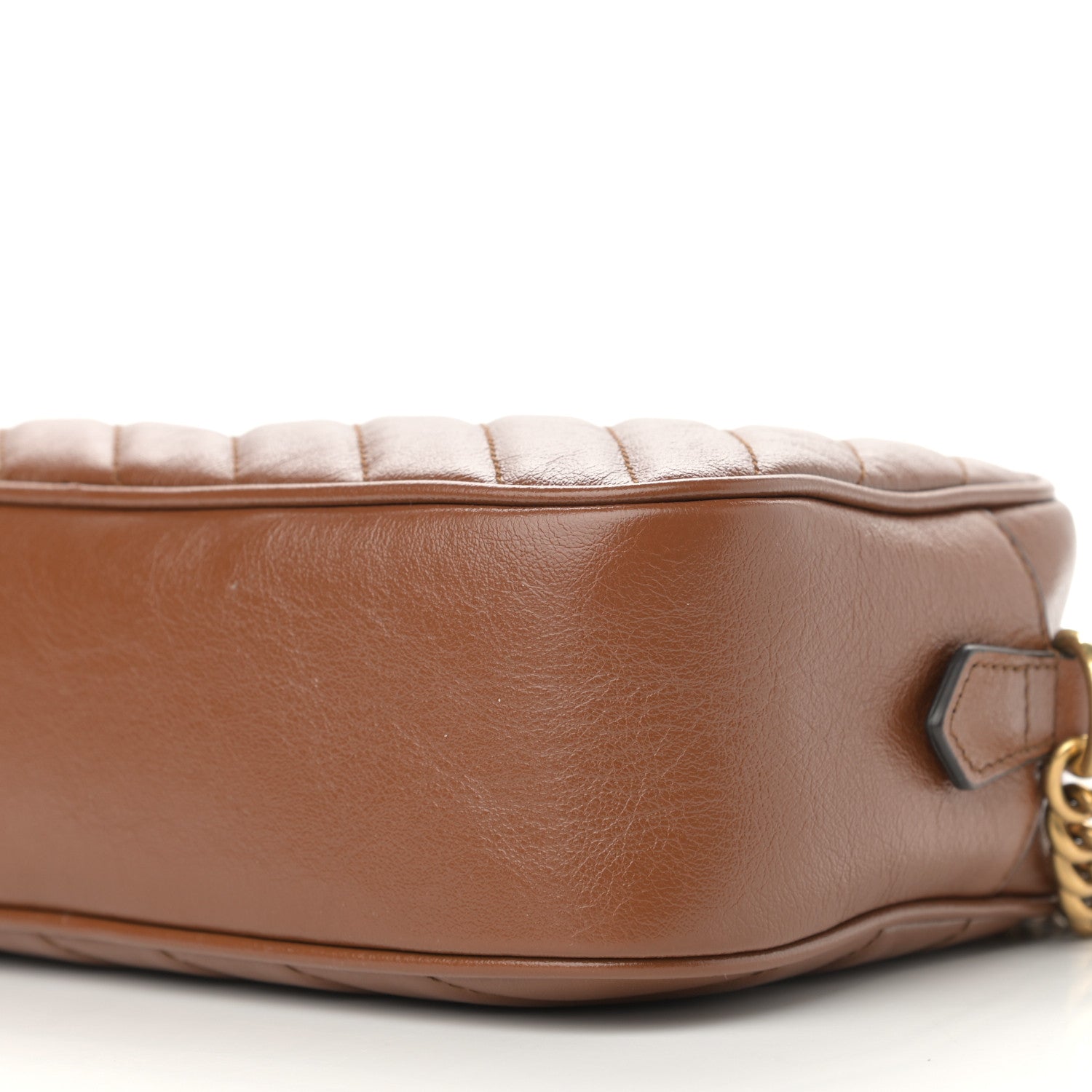 Gucci Glazed Calfskin Matelasse Diagonal Small GG Marmont Chain Shoulder Bag Cuir 10 of 10