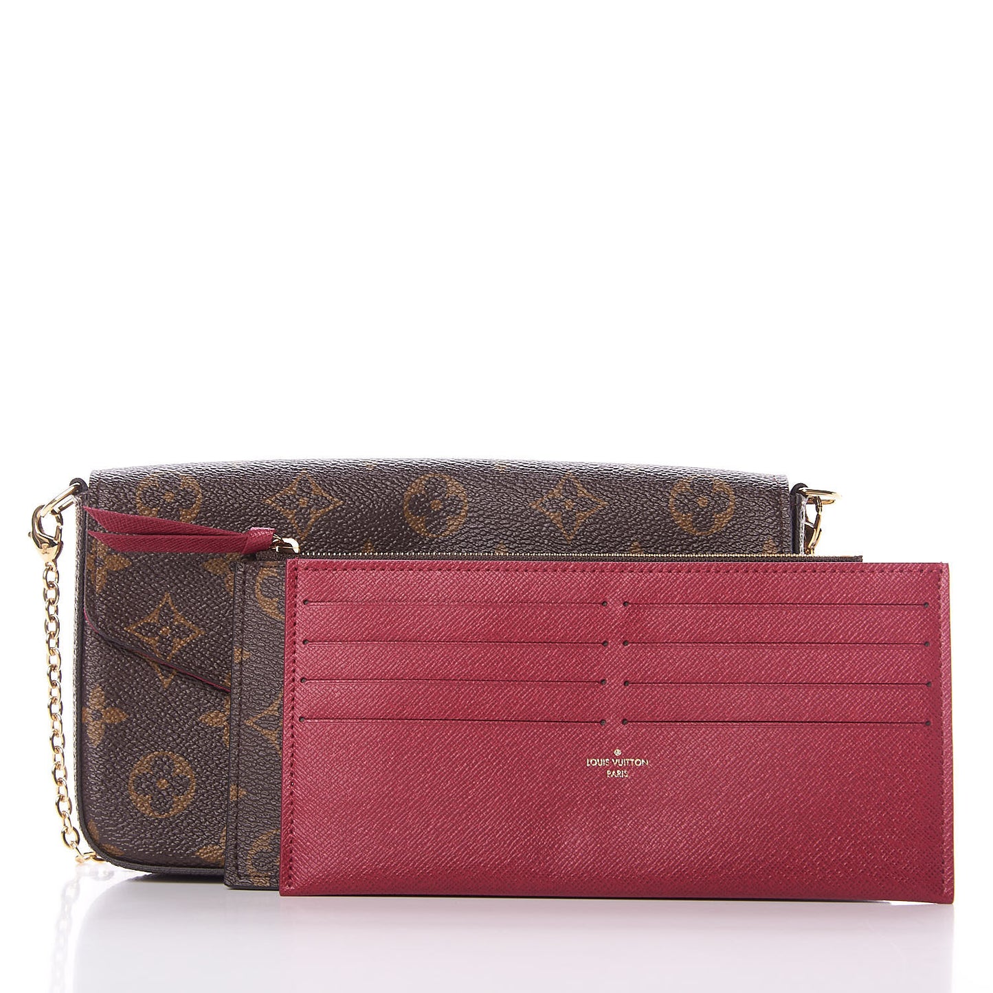 Monogram Pochette Felicie Chain Wallet Fuchsia