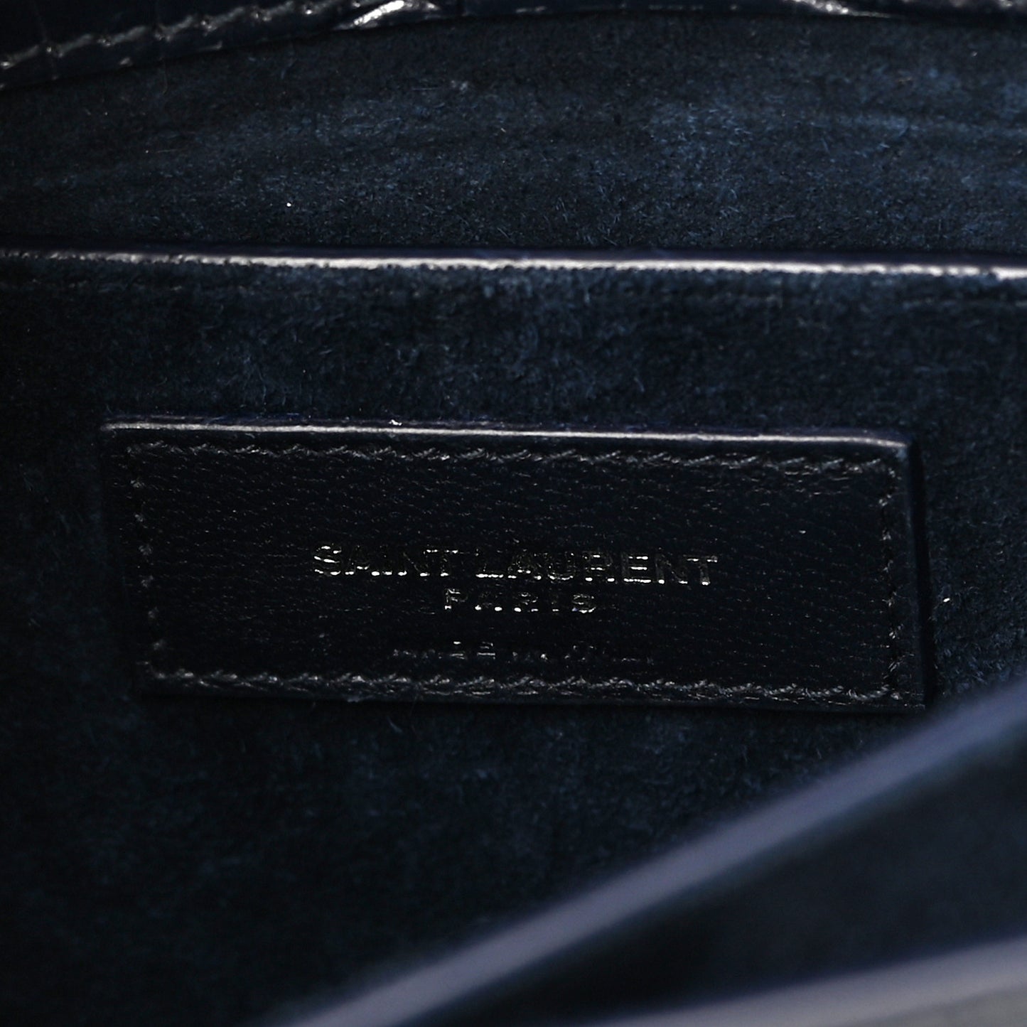 Calfskin Crocodile Embossed Medium Monogram Sunset Navy