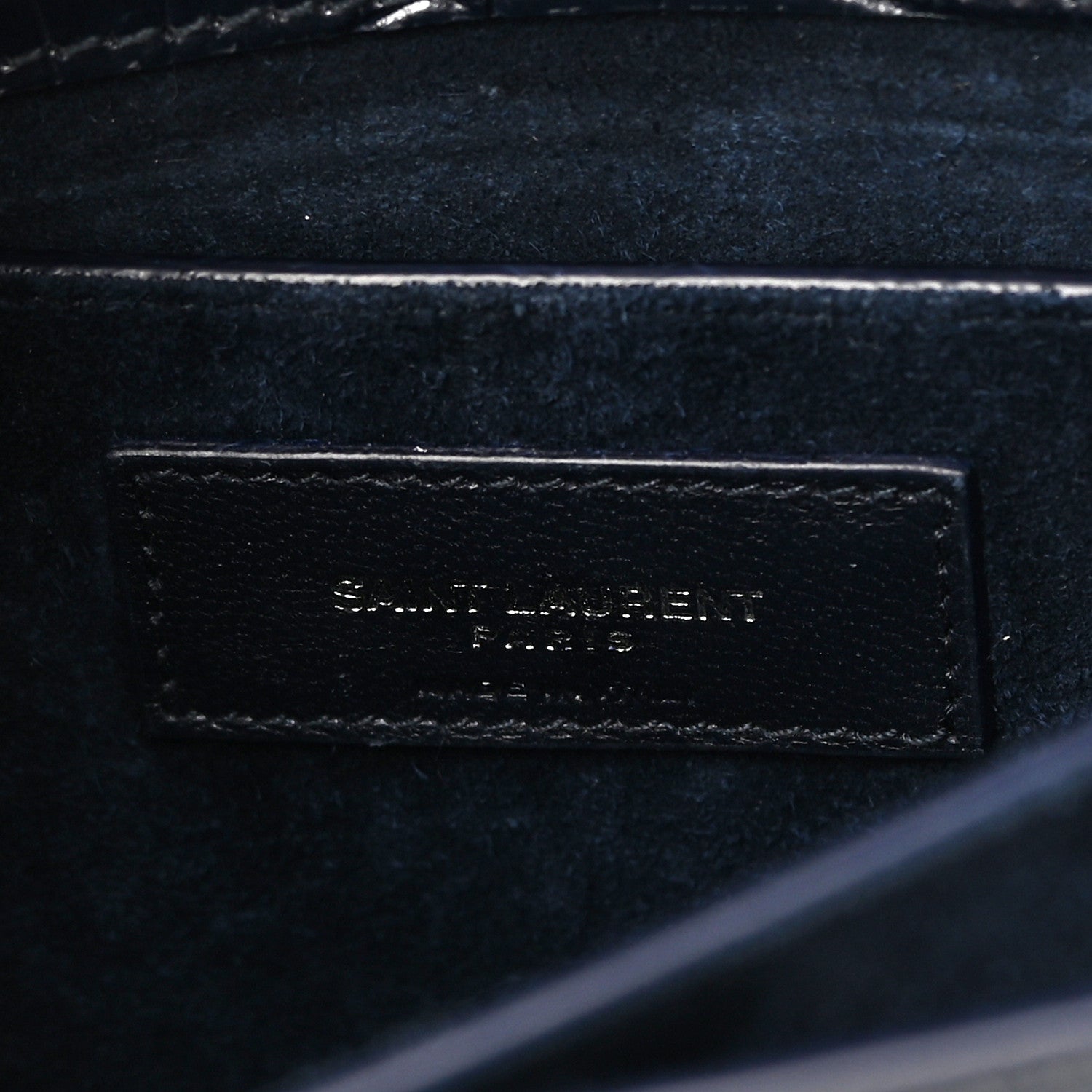 Saint Laurent Calfskin Crocodile Embossed Medium Monogram Sunset Navy 6 of 17
