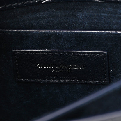 Saint Laurent Calfskin Crocodile Embossed Medium Monogram Sunset Navy 6 of 17