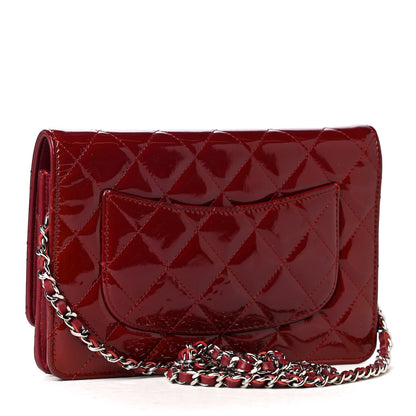 Chanel Patent Quilted Wallet On Chain WOC Red 3 of 6