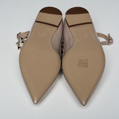 Valentino Garavani Patent Rockstud Cage Ballerina Flats 40 Poudre 5 of 7
