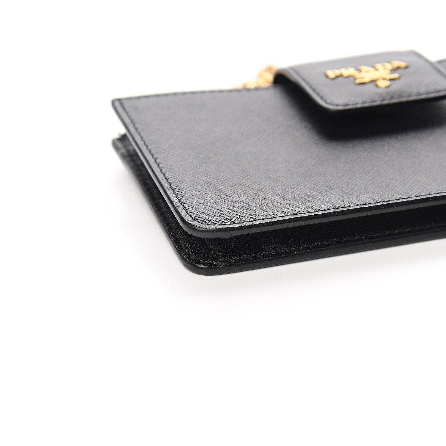 Prada Saffiano Metal Mini Chain Wallet Black 6 of 8