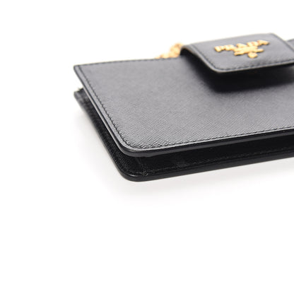 Prada Saffiano Metal Mini Chain Wallet Black 6 of 8