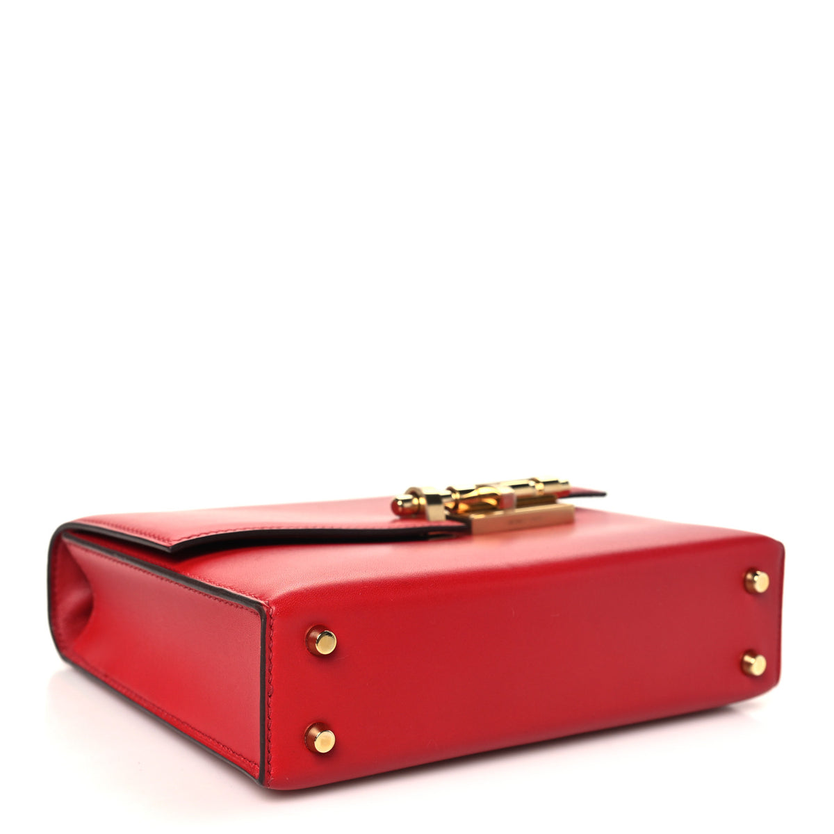 Hermes Tadelakt Mini Verrou Chaine Bag Rouge De Coeur 4 of 10