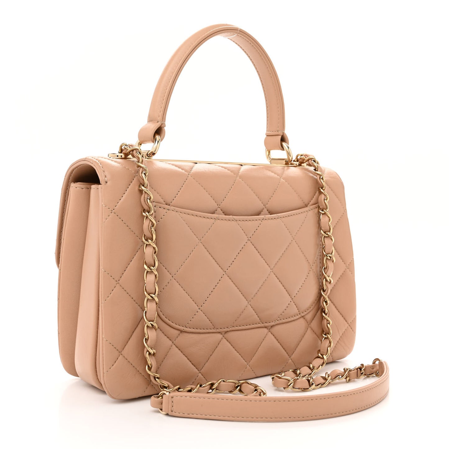 Lambskin Quilted Small Trendy CC Dual Handle Flap Bag Beige