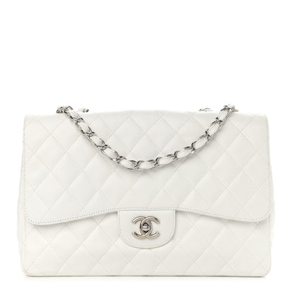 Chanel Caviar Quilted Jumbo Single Flap White 1 of 11