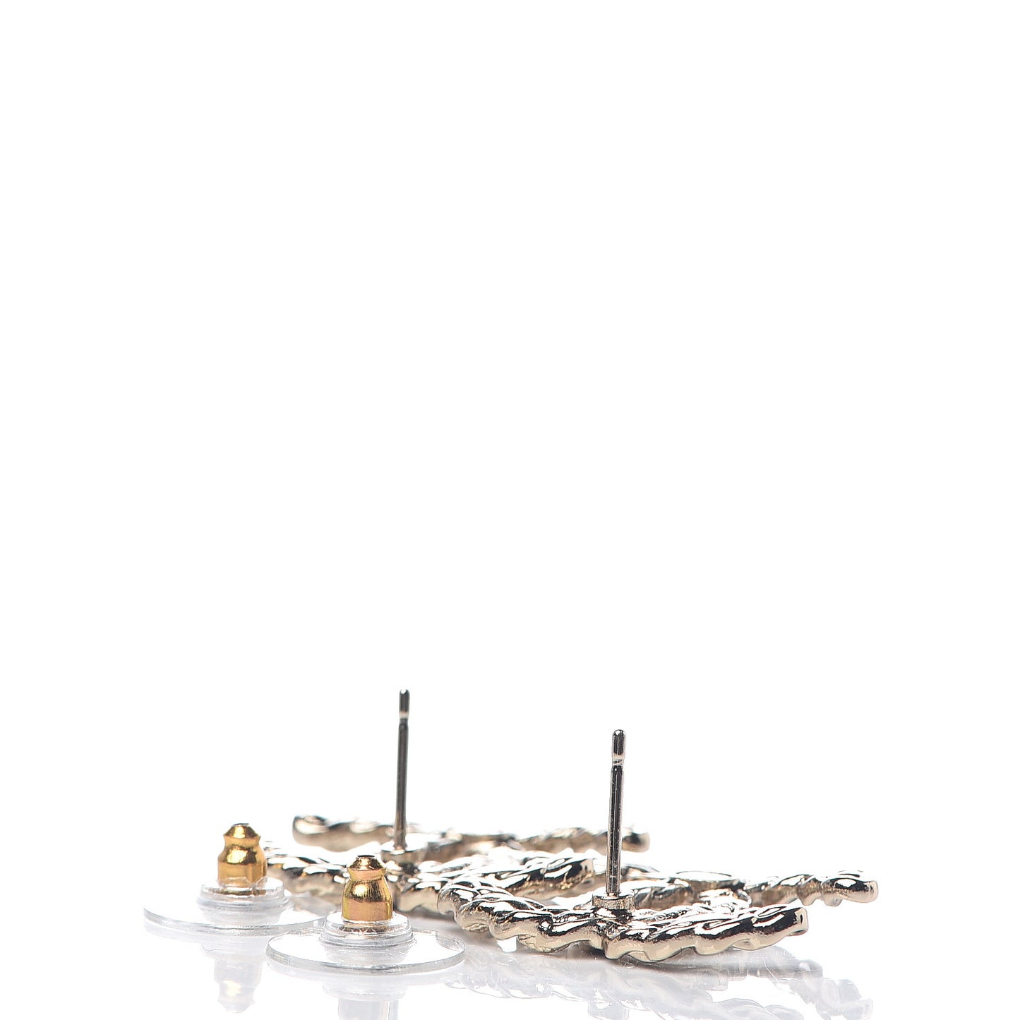 Enamel Metal Chain French New Wave CC Earrings Black Gold