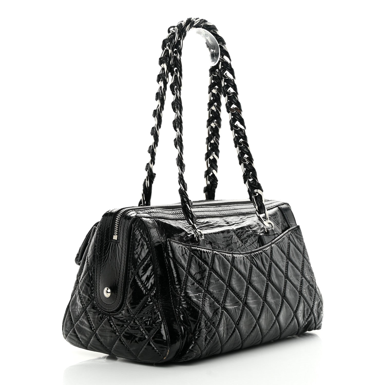 Chanel Patent Quilted Day Glo Flap Bag Black 3 of 22