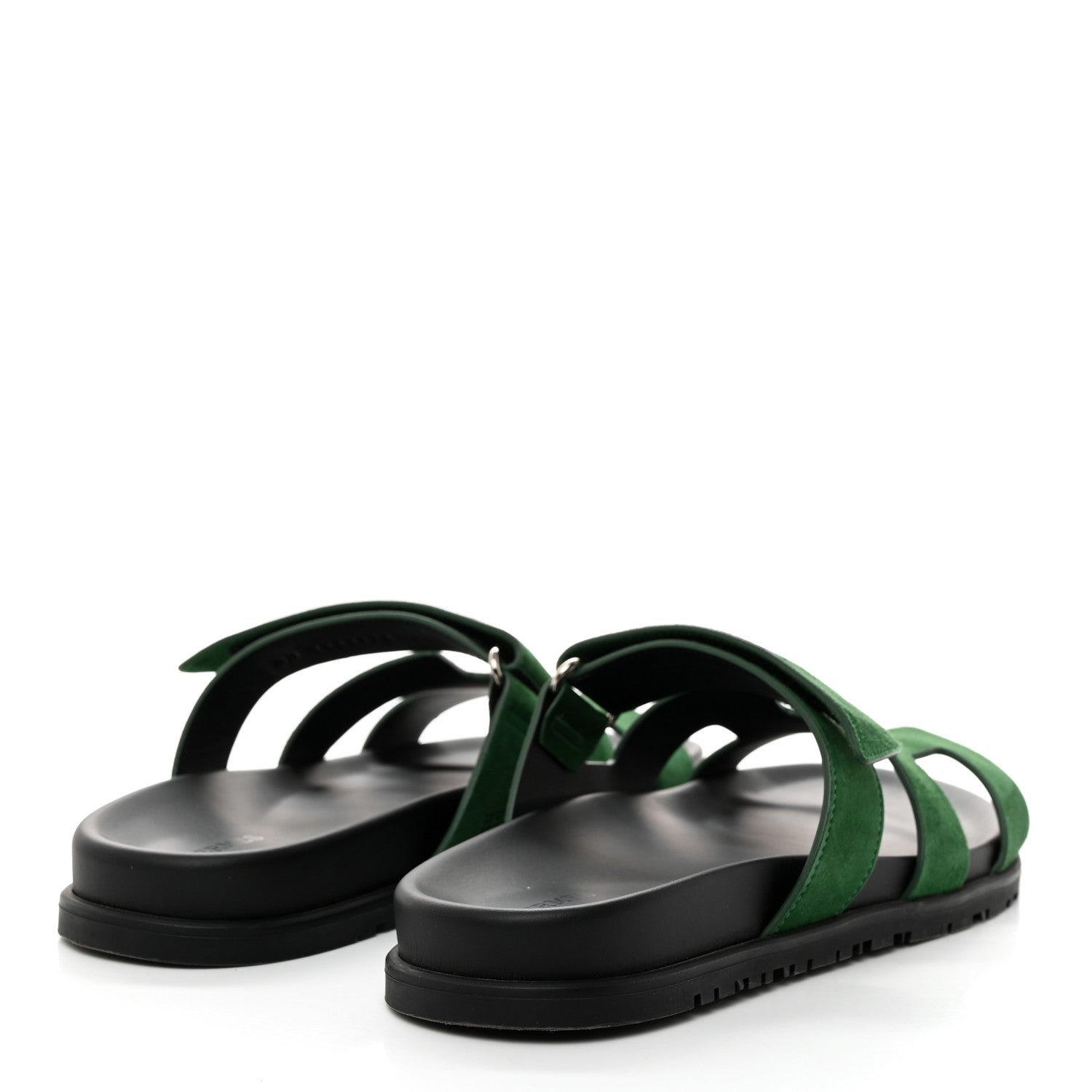 Hermes Suede Goatskin Womens Chypre Sandals 40.5 Vert Electrique 4 of 8