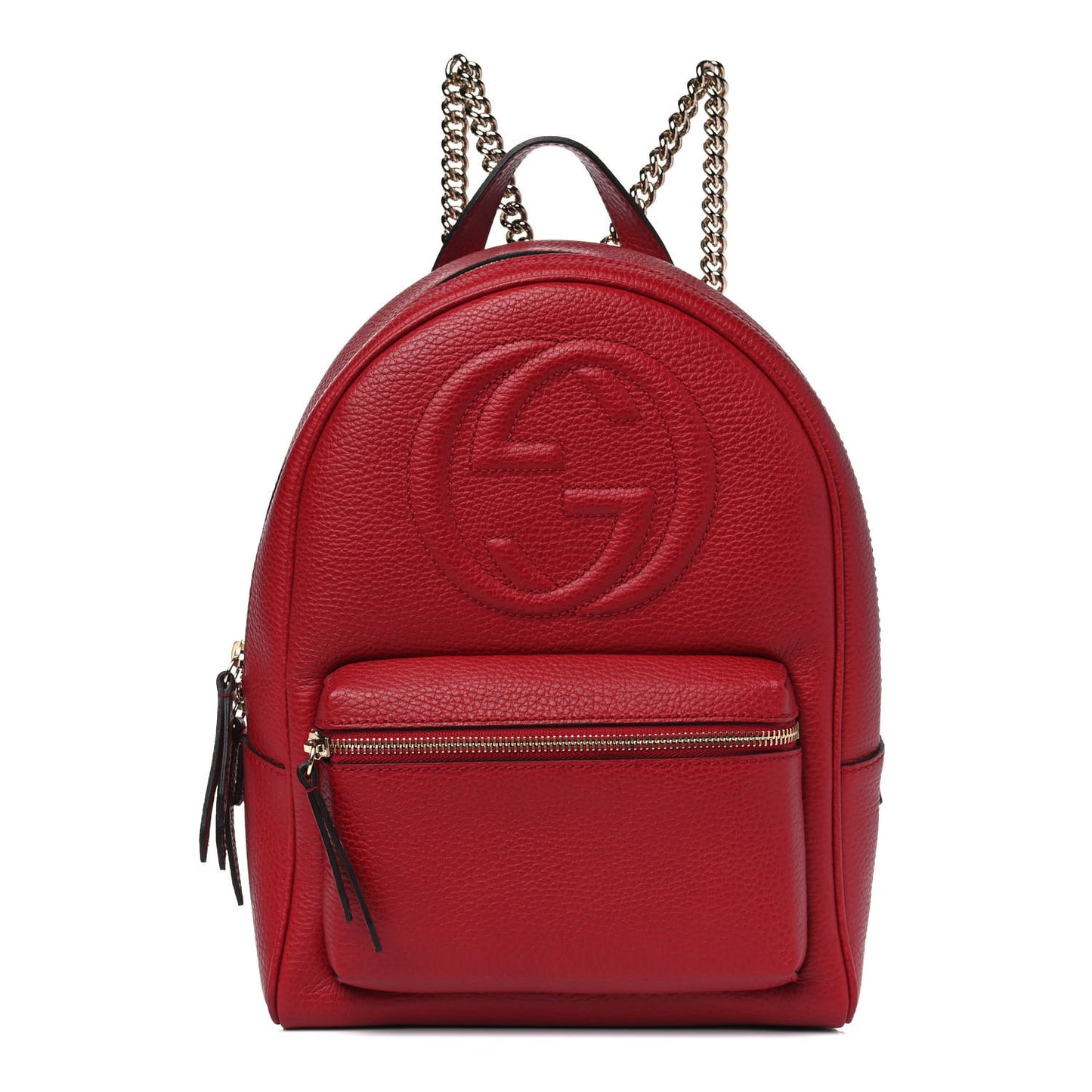 Pebbled Calfskin Soho Chain Backpack Hibiscus Red